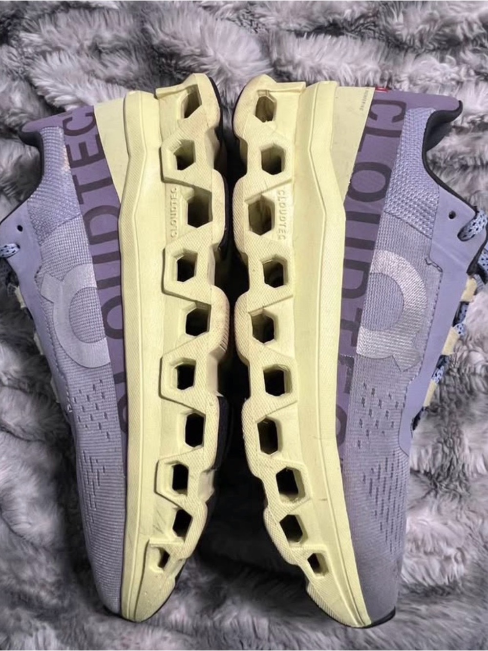 On Running Women's Sneakers in Lavender and Pale Yellow - Picture 10 of 11